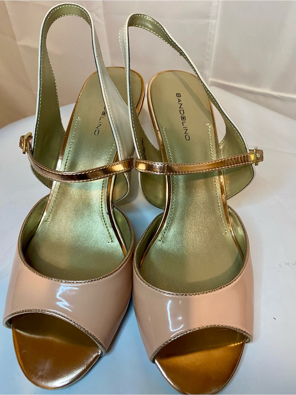 Bandolino Women’s Nude Patent Slingback Sandals